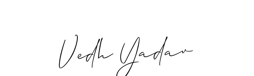 Create a beautiful signature design for name Vedh Yadav. With this signature (Allison_Script) fonts, you can make a handwritten signature for free. Vedh Yadav signature style 2 images and pictures png