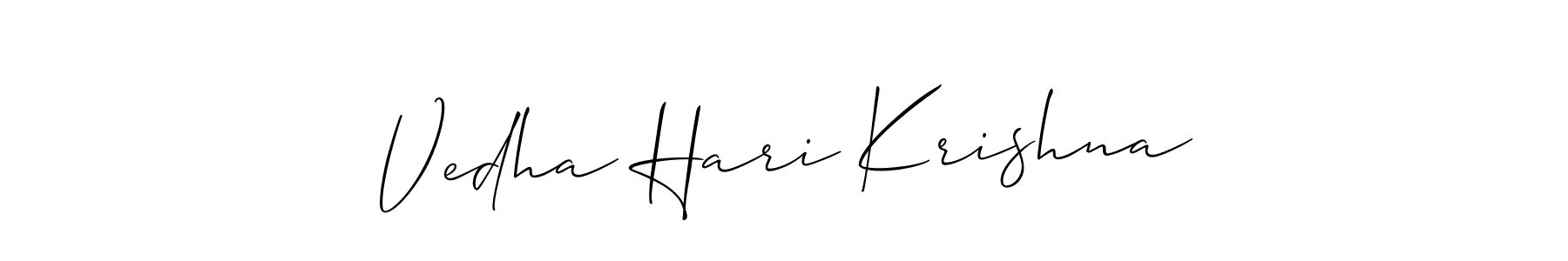Create a beautiful signature design for name Vedha Hari Krishna. With this signature (Allison_Script) fonts, you can make a handwritten signature for free. Vedha Hari Krishna signature style 2 images and pictures png