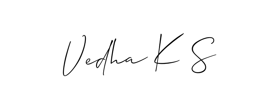 How to make Vedha K S signature? Allison_Script is a professional autograph style. Create handwritten signature for Vedha K S name. Vedha K S signature style 2 images and pictures png
