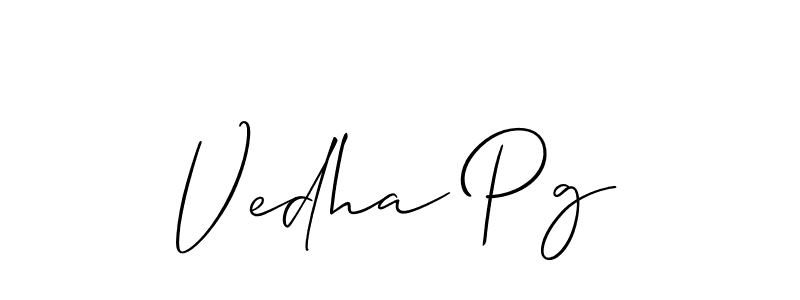 if you are searching for the best signature style for your name Vedha Pg. so please give up your signature search. here we have designed multiple signature styles  using Allison_Script. Vedha Pg signature style 2 images and pictures png