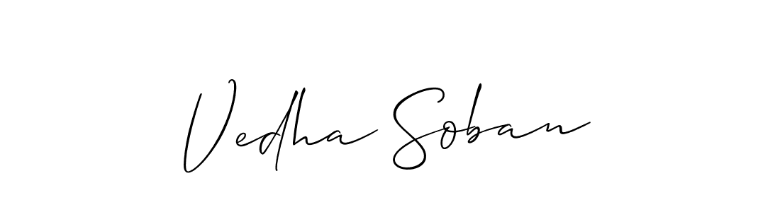 Similarly Allison_Script is the best handwritten signature design. Signature creator online .You can use it as an online autograph creator for name Vedha Soban. Vedha Soban signature style 2 images and pictures png