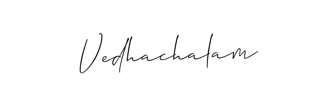 Design your own signature with our free online signature maker. With this signature software, you can create a handwritten (Allison_Script) signature for name Vedhachalam. Vedhachalam signature style 2 images and pictures png