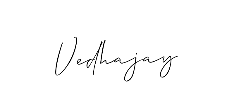 Also You can easily find your signature by using the search form. We will create Vedhajay name handwritten signature images for you free of cost using Allison_Script sign style. Vedhajay signature style 2 images and pictures png