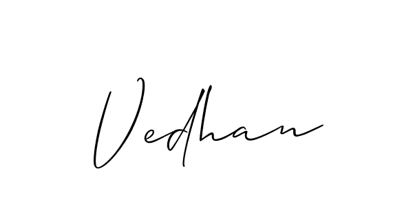 Create a beautiful signature design for name Vedhan. With this signature (Allison_Script) fonts, you can make a handwritten signature for free. Vedhan signature style 2 images and pictures png