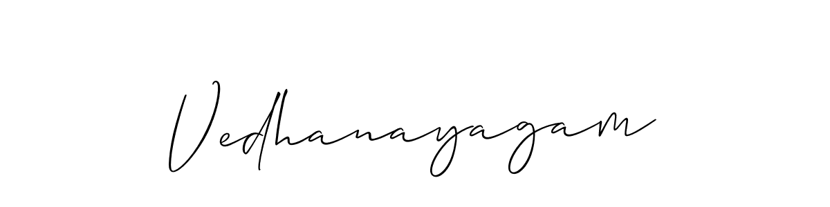 Use a signature maker to create a handwritten signature online. With this signature software, you can design (Allison_Script) your own signature for name Vedhanayagam. Vedhanayagam signature style 2 images and pictures png
