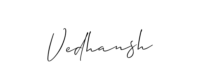 Vedhansh stylish signature style. Best Handwritten Sign (Allison_Script) for my name. Handwritten Signature Collection Ideas for my name Vedhansh. Vedhansh signature style 2 images and pictures png