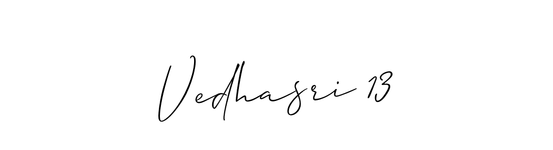 The best way (Allison_Script) to make a short signature is to pick only two or three words in your name. The name Vedhasri 13 include a total of six letters. For converting this name. Vedhasri 13 signature style 2 images and pictures png