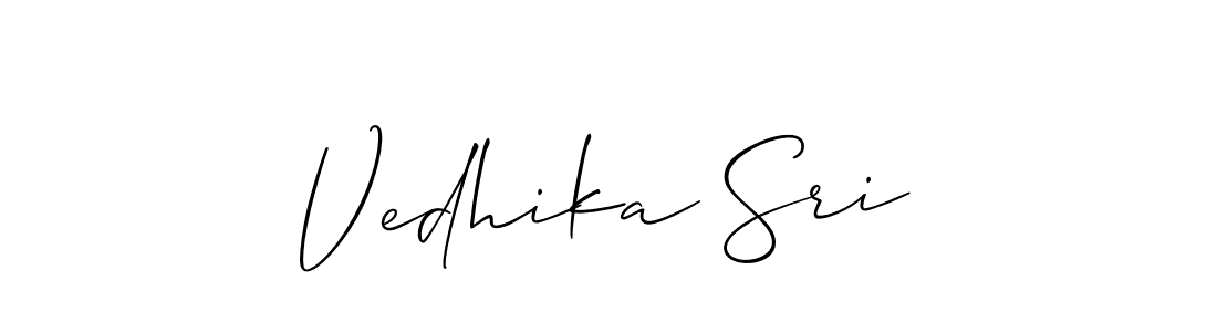 Allison_Script is a professional signature style that is perfect for those who want to add a touch of class to their signature. It is also a great choice for those who want to make their signature more unique. Get Vedhika Sri name to fancy signature for free. Vedhika Sri signature style 2 images and pictures png