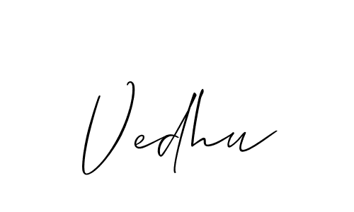 Create a beautiful signature design for name Vedhu. With this signature (Allison_Script) fonts, you can make a handwritten signature for free. Vedhu signature style 2 images and pictures png