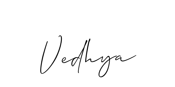 How to make Vedhya signature? Allison_Script is a professional autograph style. Create handwritten signature for Vedhya name. Vedhya signature style 2 images and pictures png