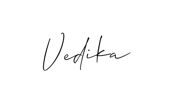 Use a signature maker to create a handwritten signature online. With this signature software, you can design (Allison_Script) your own signature for name Vedika. Vedika signature style 2 images and pictures png