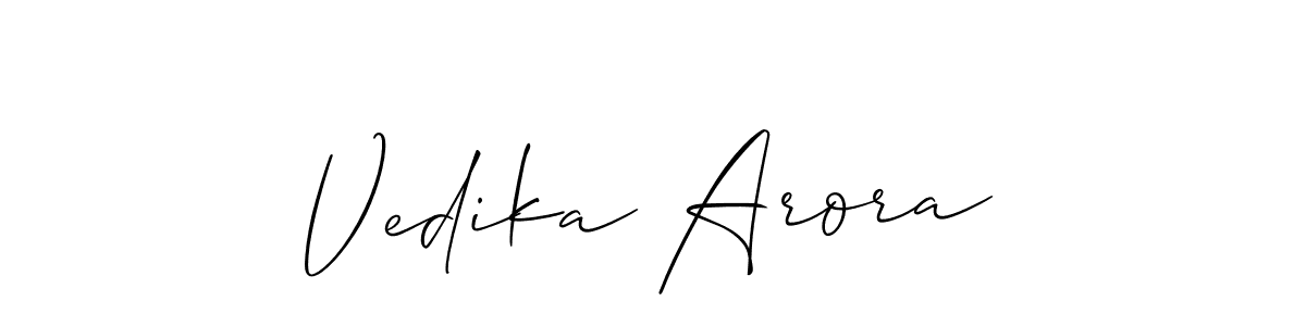 How to make Vedika Arora signature? Allison_Script is a professional autograph style. Create handwritten signature for Vedika Arora name. Vedika Arora signature style 2 images and pictures png