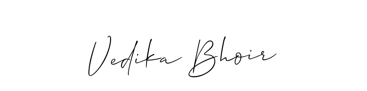 Also You can easily find your signature by using the search form. We will create Vedika Bhoir name handwritten signature images for you free of cost using Allison_Script sign style. Vedika Bhoir signature style 2 images and pictures png