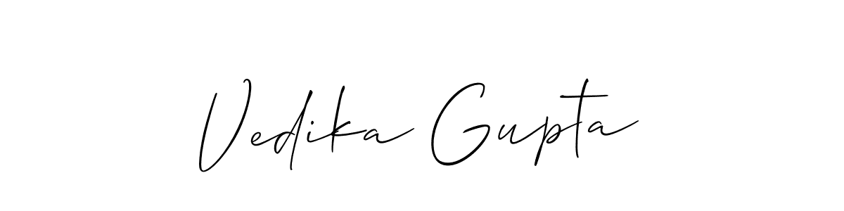 This is the best signature style for the Vedika Gupta name. Also you like these signature font (Allison_Script). Mix name signature. Vedika Gupta signature style 2 images and pictures png