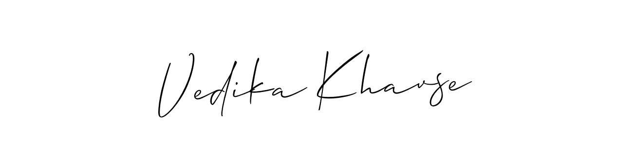 Use a signature maker to create a handwritten signature online. With this signature software, you can design (Allison_Script) your own signature for name Vedika Khavse. Vedika Khavse signature style 2 images and pictures png