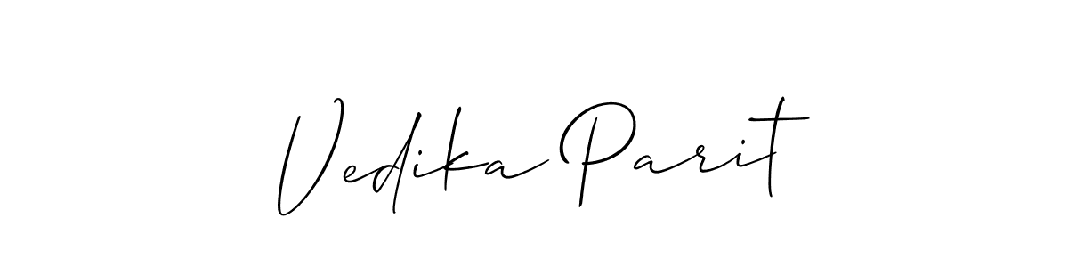 Vedika Parit stylish signature style. Best Handwritten Sign (Allison_Script) for my name. Handwritten Signature Collection Ideas for my name Vedika Parit. Vedika Parit signature style 2 images and pictures png