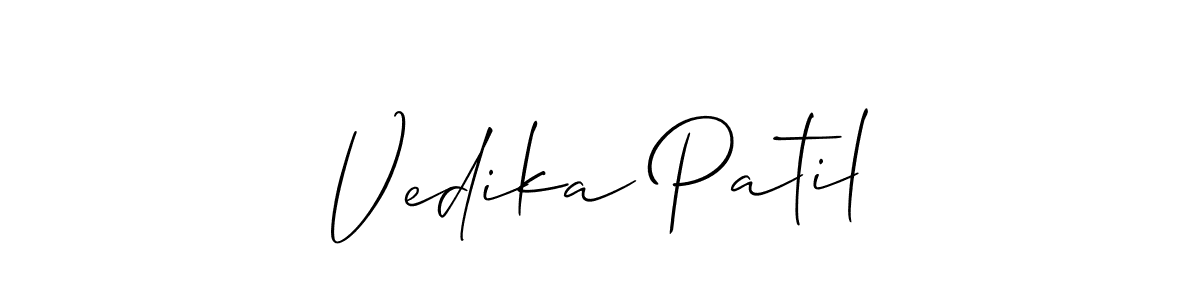 Vedika Patil stylish signature style. Best Handwritten Sign (Allison_Script) for my name. Handwritten Signature Collection Ideas for my name Vedika Patil. Vedika Patil signature style 2 images and pictures png