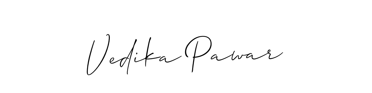 if you are searching for the best signature style for your name Vedika Pawar. so please give up your signature search. here we have designed multiple signature styles  using Allison_Script. Vedika Pawar signature style 2 images and pictures png