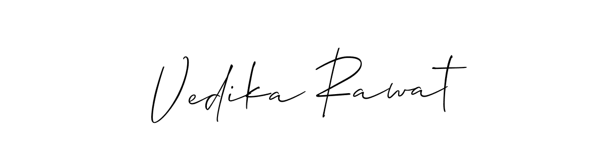 It looks lik you need a new signature style for name Vedika Rawat. Design unique handwritten (Allison_Script) signature with our free signature maker in just a few clicks. Vedika Rawat signature style 2 images and pictures png