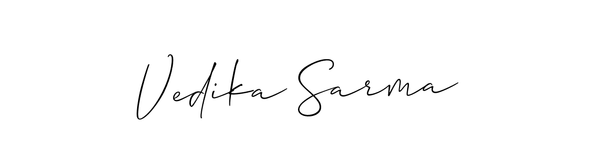 Create a beautiful signature design for name Vedika Sarma. With this signature (Allison_Script) fonts, you can make a handwritten signature for free. Vedika Sarma signature style 2 images and pictures png