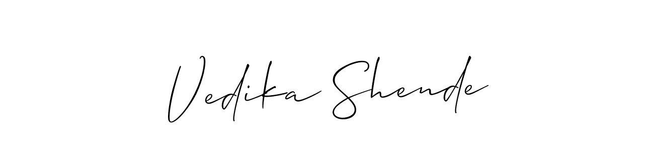Also You can easily find your signature by using the search form. We will create Vedika Shende name handwritten signature images for you free of cost using Allison_Script sign style. Vedika Shende signature style 2 images and pictures png