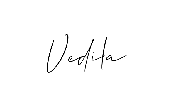 Create a beautiful signature design for name Vedila. With this signature (Allison_Script) fonts, you can make a handwritten signature for free. Vedila signature style 2 images and pictures png