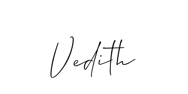 Use a signature maker to create a handwritten signature online. With this signature software, you can design (Allison_Script) your own signature for name Vedith. Vedith signature style 2 images and pictures png