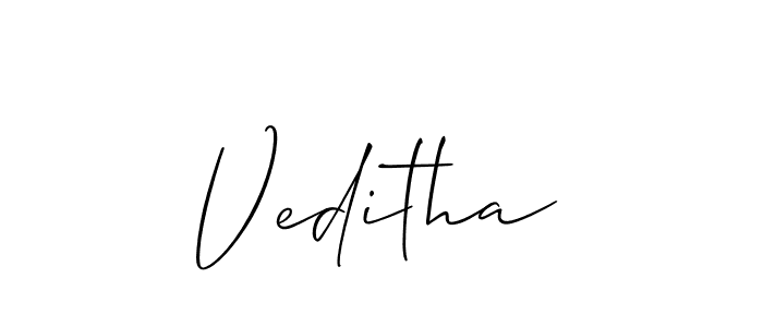 It looks lik you need a new signature style for name Veditha. Design unique handwritten (Allison_Script) signature with our free signature maker in just a few clicks. Veditha signature style 2 images and pictures png