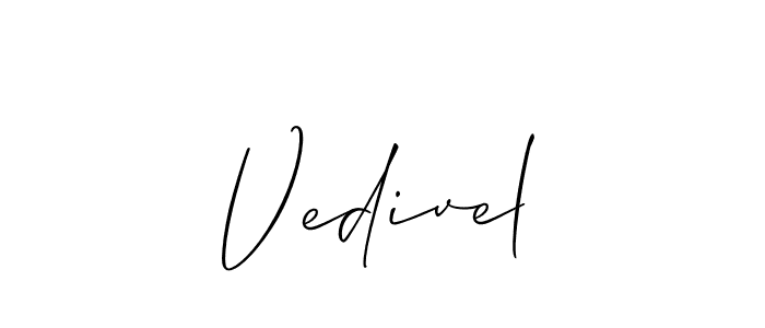 It looks lik you need a new signature style for name Vedivel. Design unique handwritten (Allison_Script) signature with our free signature maker in just a few clicks. Vedivel signature style 2 images and pictures png