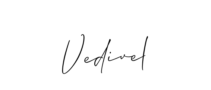 Vedivel stylish signature style. Best Handwritten Sign (Allison_Script) for my name. Handwritten Signature Collection Ideas for my name Vedivel. Vedivel signature style 2 images and pictures png