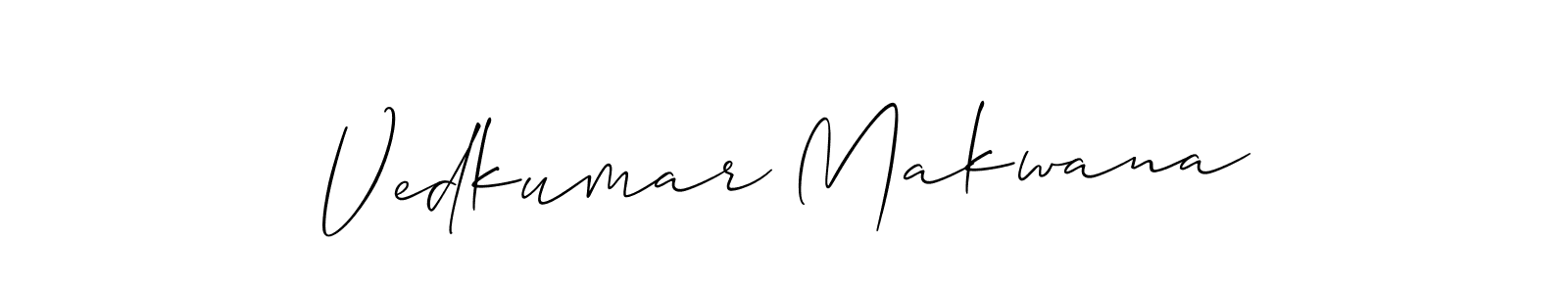 The best way (Allison_Script) to make a short signature is to pick only two or three words in your name. The name Vedkumar Makwana include a total of six letters. For converting this name. Vedkumar Makwana signature style 2 images and pictures png