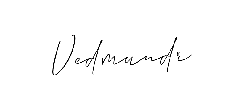 Create a beautiful signature design for name Vedmundr. With this signature (Allison_Script) fonts, you can make a handwritten signature for free. Vedmundr signature style 2 images and pictures png