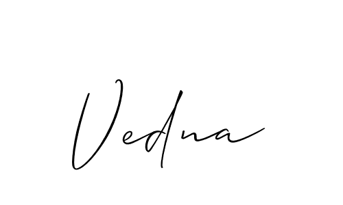 Make a beautiful signature design for name Vedna. With this signature (Allison_Script) style, you can create a handwritten signature for free. Vedna signature style 2 images and pictures png