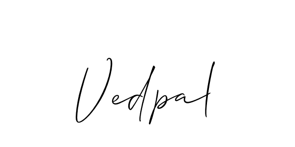 if you are searching for the best signature style for your name Vedpal. so please give up your signature search. here we have designed multiple signature styles  using Allison_Script. Vedpal signature style 2 images and pictures png