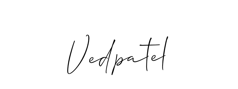Make a beautiful signature design for name Vedpatel. With this signature (Allison_Script) style, you can create a handwritten signature for free. Vedpatel signature style 2 images and pictures png