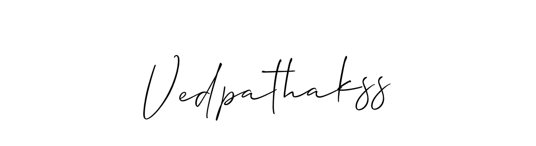 Create a beautiful signature design for name Vedpathakss. With this signature (Allison_Script) fonts, you can make a handwritten signature for free. Vedpathakss signature style 2 images and pictures png