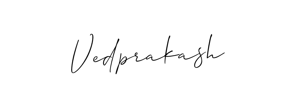 Use a signature maker to create a handwritten signature online. With this signature software, you can design (Allison_Script) your own signature for name Vedprakash. Vedprakash signature style 2 images and pictures png