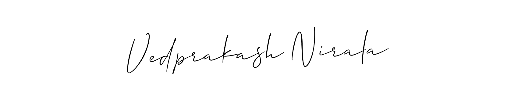 Also we have Vedprakash Nirala name is the best signature style. Create professional handwritten signature collection using Allison_Script autograph style. Vedprakash Nirala signature style 2 images and pictures png