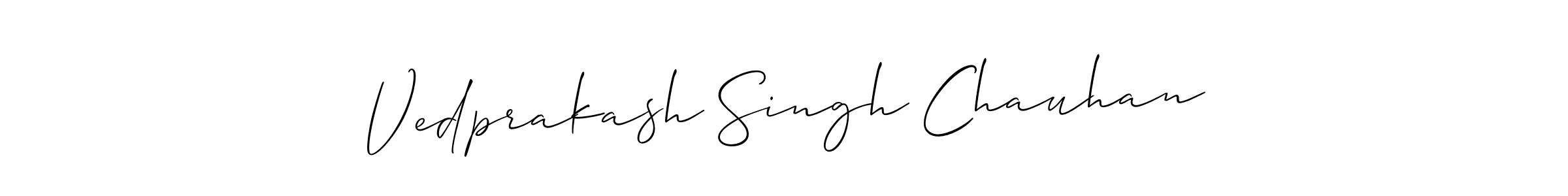 Allison_Script is a professional signature style that is perfect for those who want to add a touch of class to their signature. It is also a great choice for those who want to make their signature more unique. Get Vedprakash Singh Chauhan name to fancy signature for free. Vedprakash Singh Chauhan signature style 2 images and pictures png
