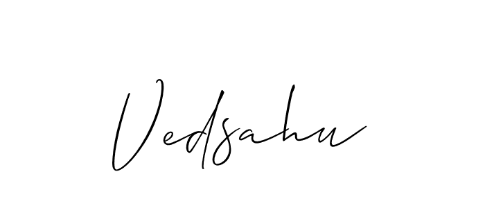 if you are searching for the best signature style for your name Vedsahu. so please give up your signature search. here we have designed multiple signature styles  using Allison_Script. Vedsahu signature style 2 images and pictures png