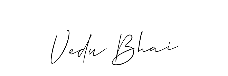 You can use this online signature creator to create a handwritten signature for the name Vedu Bhai. This is the best online autograph maker. Vedu Bhai signature style 2 images and pictures png