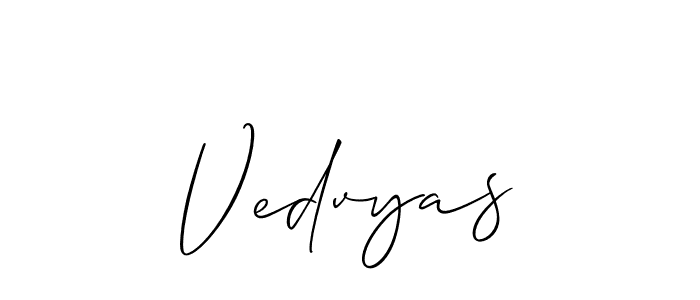 Make a short Vedvyas signature style. Manage your documents anywhere anytime using Allison_Script. Create and add eSignatures, submit forms, share and send files easily. Vedvyas signature style 2 images and pictures png