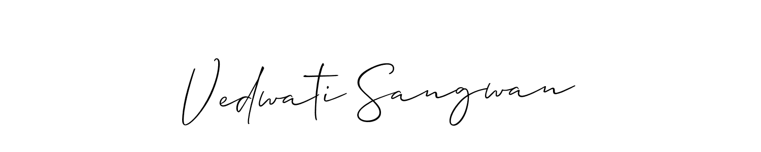 Make a short Vedwati Sangwan signature style. Manage your documents anywhere anytime using Allison_Script. Create and add eSignatures, submit forms, share and send files easily. Vedwati Sangwan signature style 2 images and pictures png