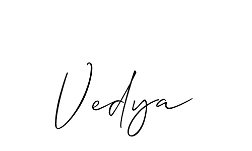 Use a signature maker to create a handwritten signature online. With this signature software, you can design (Allison_Script) your own signature for name Vedya. Vedya signature style 2 images and pictures png