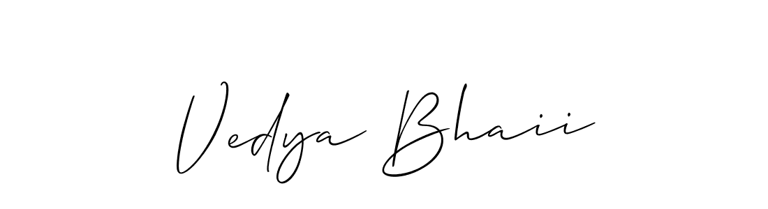 Create a beautiful signature design for name Vedya Bhaii. With this signature (Allison_Script) fonts, you can make a handwritten signature for free. Vedya Bhaii signature style 2 images and pictures png