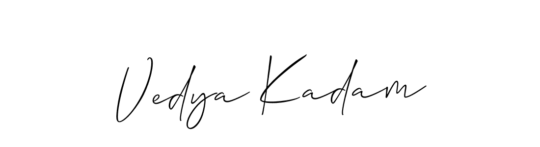 Create a beautiful signature design for name Vedya Kadam. With this signature (Allison_Script) fonts, you can make a handwritten signature for free. Vedya Kadam signature style 2 images and pictures png
