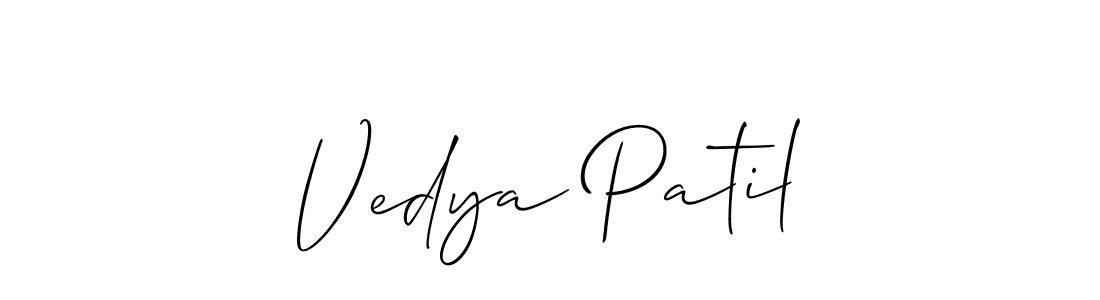 Use a signature maker to create a handwritten signature online. With this signature software, you can design (Allison_Script) your own signature for name Vedya Patil. Vedya Patil signature style 2 images and pictures png
