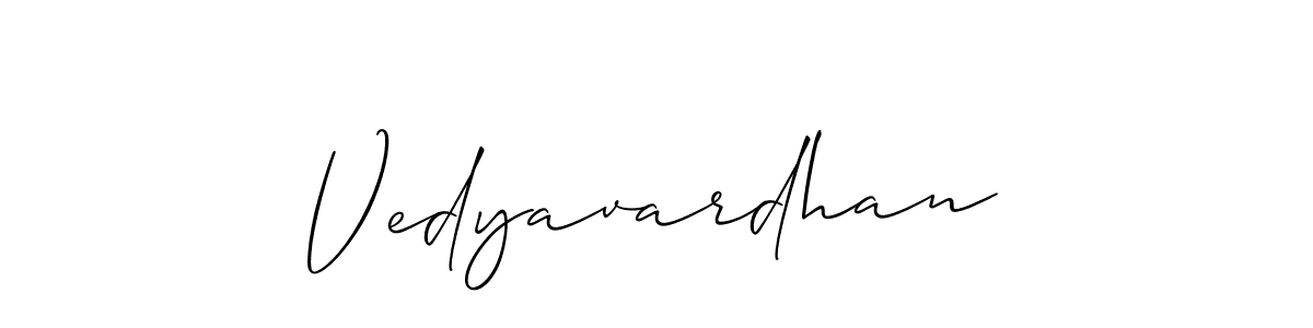 Vedyavardhan stylish signature style. Best Handwritten Sign (Allison_Script) for my name. Handwritten Signature Collection Ideas for my name Vedyavardhan. Vedyavardhan signature style 2 images and pictures png