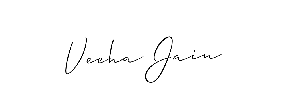 The best way (Allison_Script) to make a short signature is to pick only two or three words in your name. The name Veeha Jain include a total of six letters. For converting this name. Veeha Jain signature style 2 images and pictures png