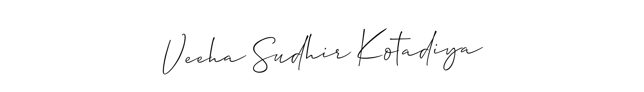 Make a short Veeha Sudhir Kotadiya signature style. Manage your documents anywhere anytime using Allison_Script. Create and add eSignatures, submit forms, share and send files easily. Veeha Sudhir Kotadiya signature style 2 images and pictures png